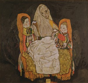 2人の子供を持つ母親、1915年〜17年 作： Egon Schiele